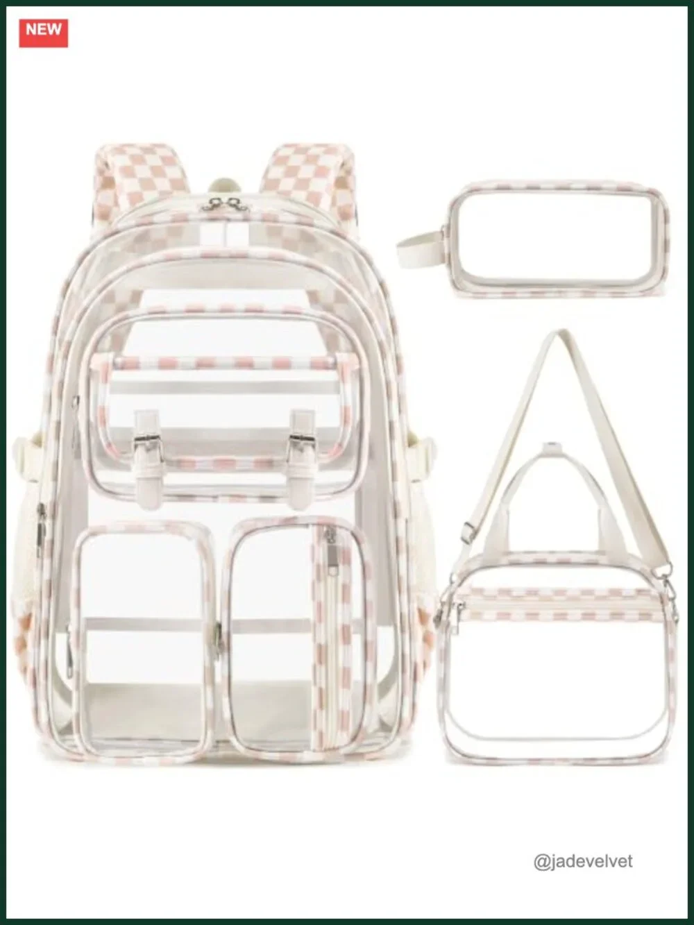 Clear Backpack Set with Lunch Bag and Pencil Case, Stadium Approved Heavy Duty